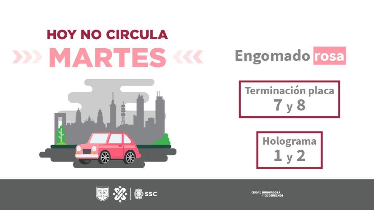Evita salir con este Hoy No Circula de este Martes 12 de julio