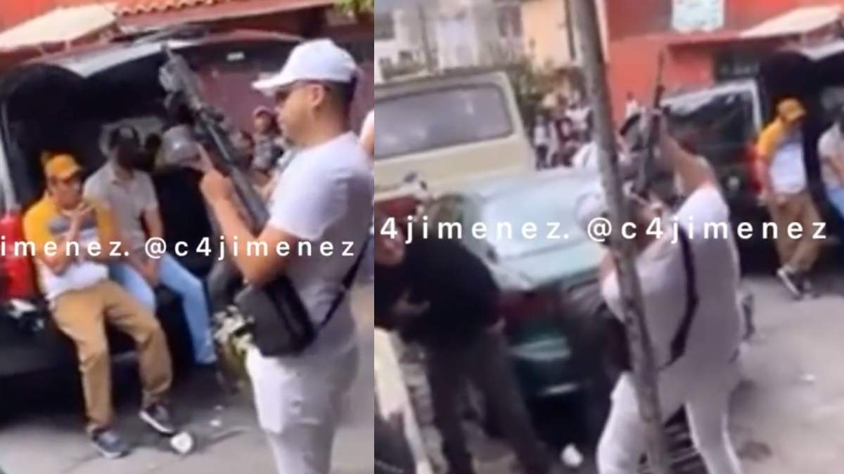 VIDEO Hombre dispara metralleta al cielo durante funeral en Iztapalapa. Foto: Especial