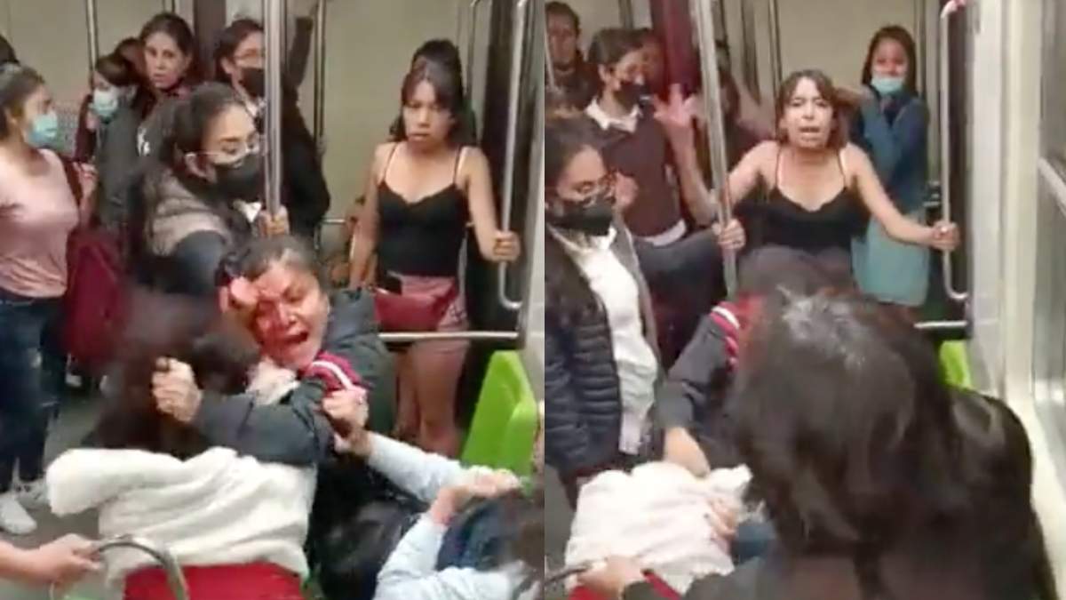 VIDEO Captan fuerte pelea entre mujeres adentro del Metro CDMX. Foto: Captura