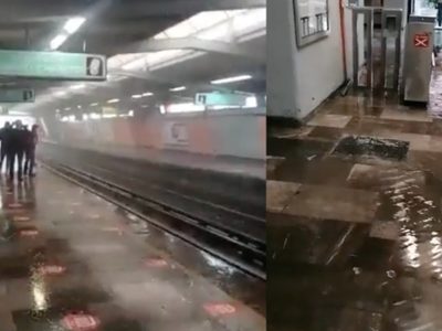 VIDEOS Lluvia provoca inundaciones en la Línea 4 del Metro CDMX