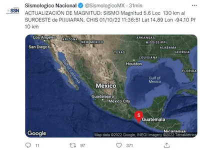 Nuevo sismo de Chiapas se siente este octubre en CDMX