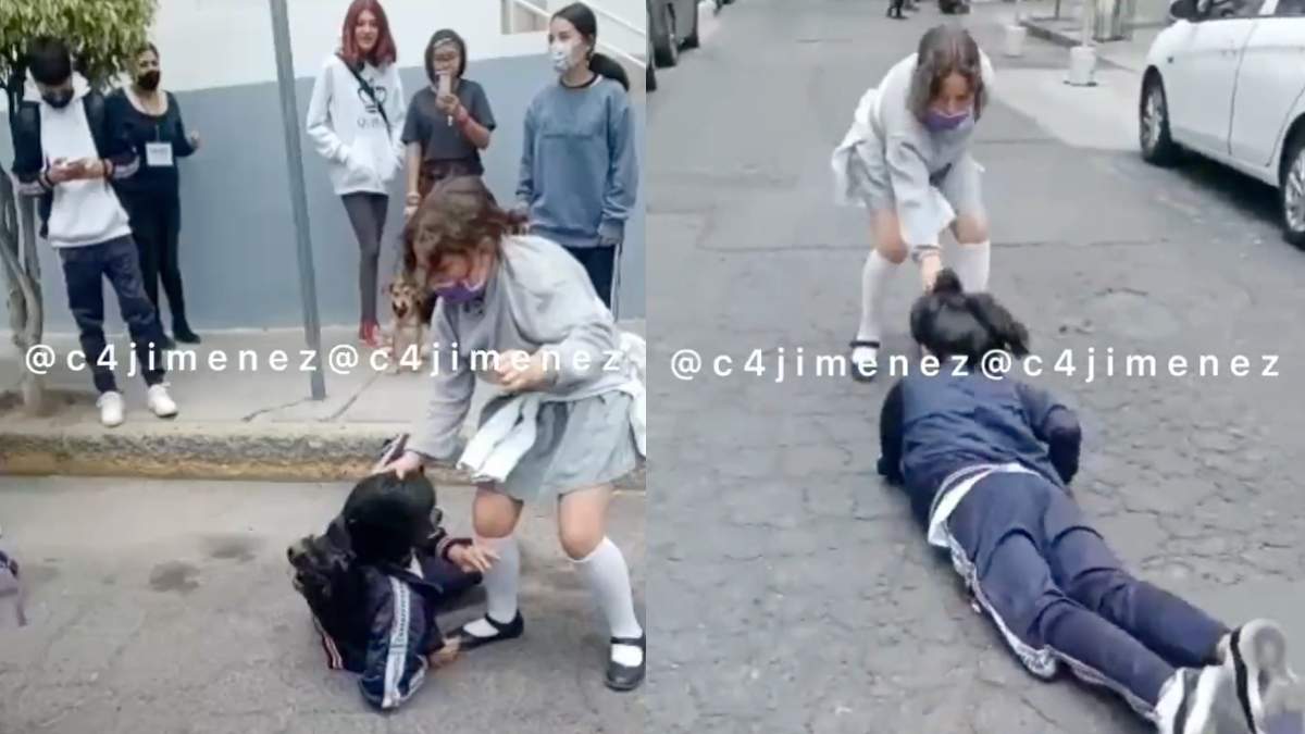 VIDEO Niña de secundaria arrastra a otra durante pelea en la Agrícola Oriental. Foto: Carlos Jiménez