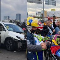 VIDEO Mujer queda prensada en camioneta tras fuerte choque en Mixcoac
