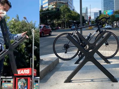 VIDEO ¡Con los dedos! Ciclista quita tornillos de estación para bicis en Metrobús CDMX