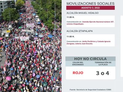 ¿Cuáles son las manifestaciones que habrá este miércoles 3 de agosto?