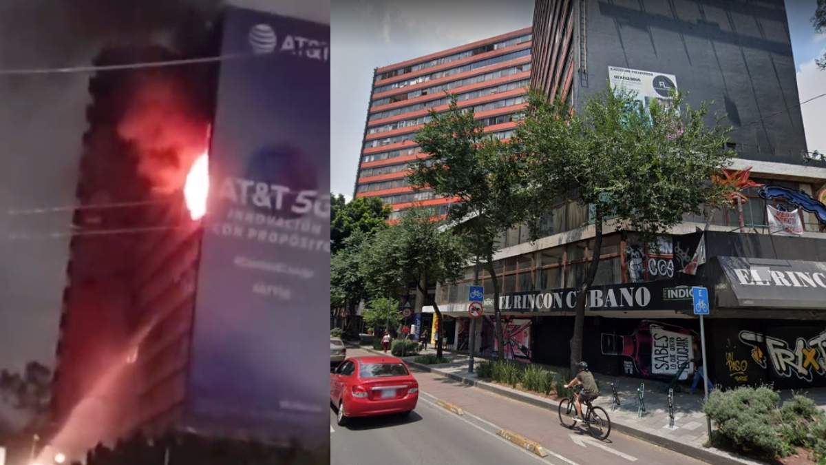 VIDEO Así fue el incendio del Edifico Canadá en la colonia Roma. Foto: Captura