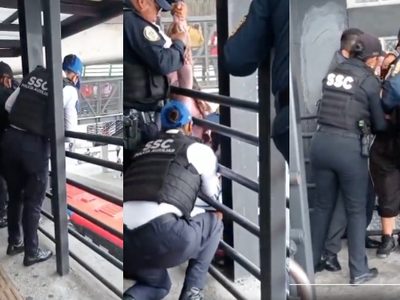VIDEO ¡Héroes sin capa! Policías evitan suicidio de mujer en Metrobús CDMX