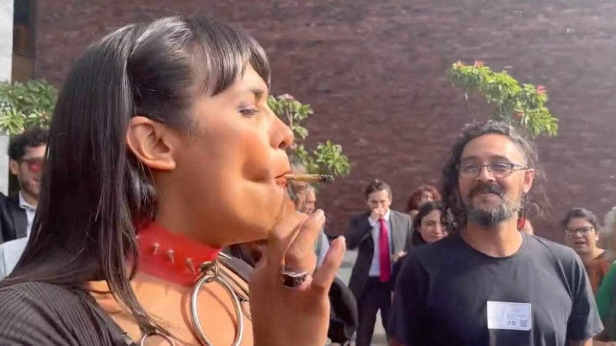 VIDEO Diputada María Clemente fuma mariguana en San Lázaro. Foto: @XimenaHinojosa