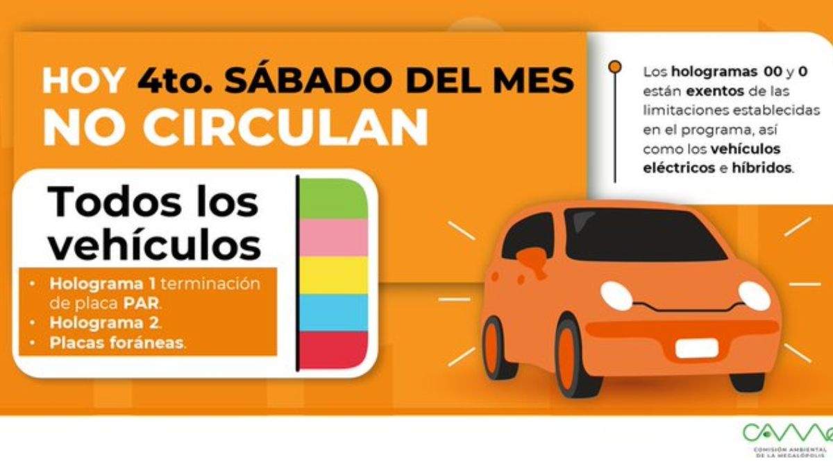 Esta cuarto sábado de octubre no circulan estas placas