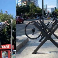 VIDEO ¡Con los dedos! Ciclista quita tornillos de estación para bicis en Metrobús CDMX