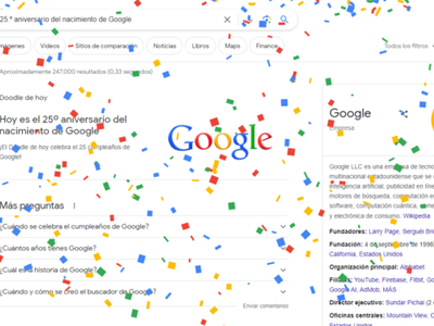 Google festeja el 25º aniversario de su nacimiento con doodle histórico