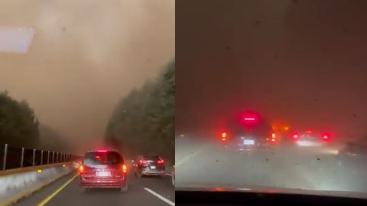 VIDEO Así se vio la tormenta de arena en la carretera México Cuernavaca. Foto: Especial