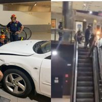 ¿Cómo terminó ahí? Auto acaba atascado en escaleras de Madrid tras robo
