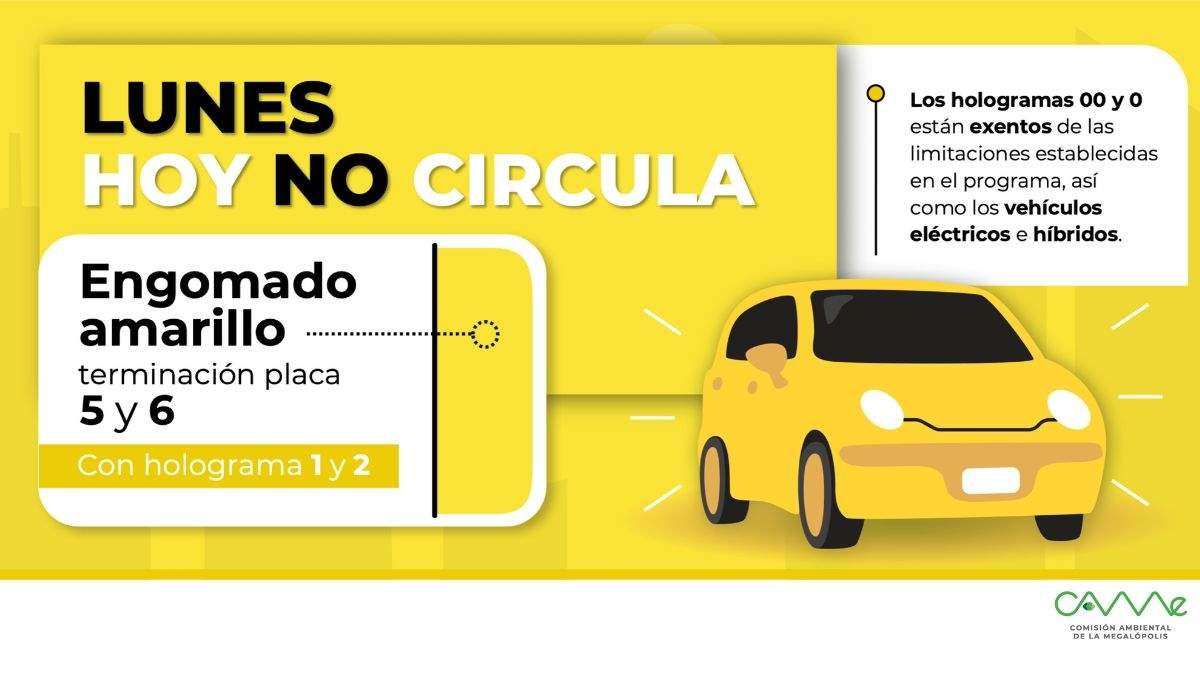 Evita el corralón y obedece este Hoy No Circula de este lunes
