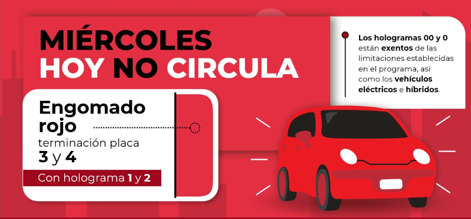 El Hoy no circula involucra este color y este holograma evítate las multas