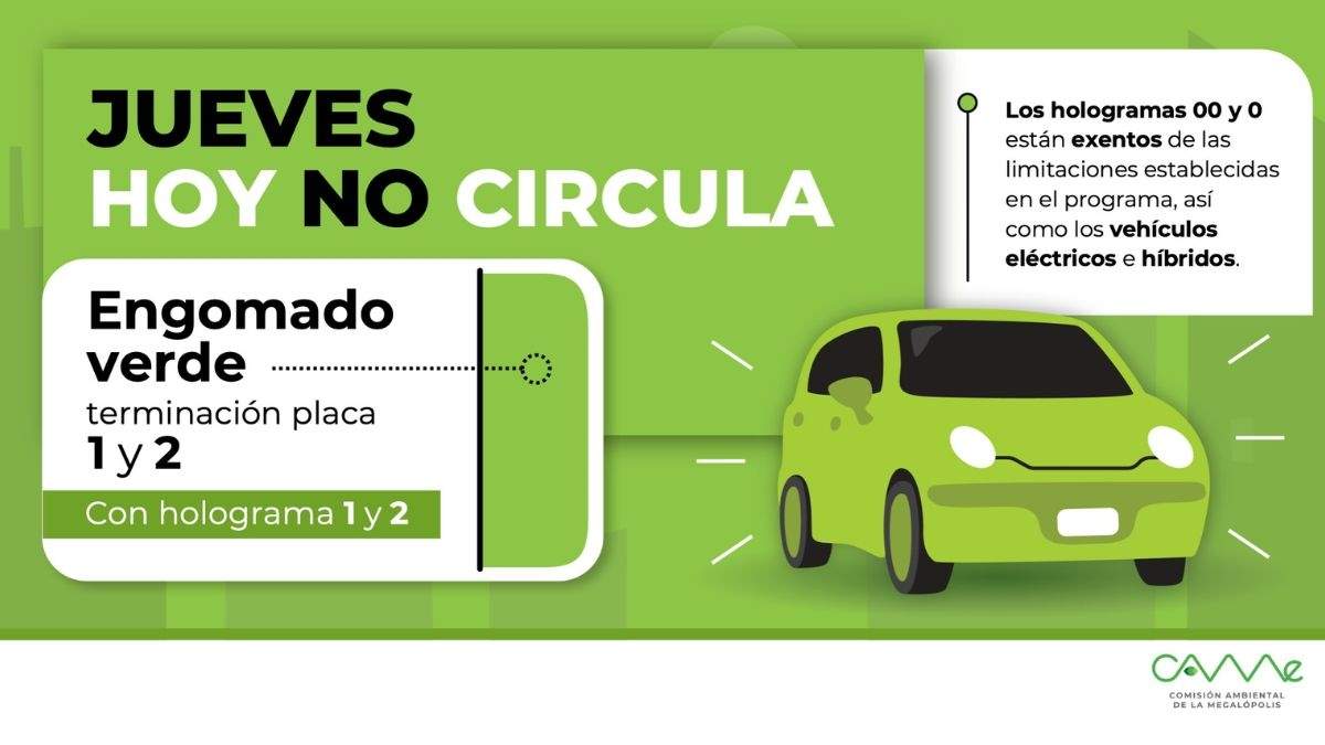 Estos son los automóviles que tendrán que respetar el ‘Hoy no circula’ desde las 5 de la mañana hasta las 10 de la noche