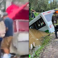 Así cayó el puesto de comida al canal de Xochimilco