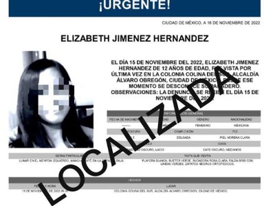 En Pachuca encontraron a Elizabeth Jiménez SANA Y SALVA