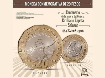 Conoce la moneda de 20 pesos de Zapata que se vende en un millón