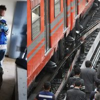 Hombre baja a las vías del Metro Oceanía por su cartera