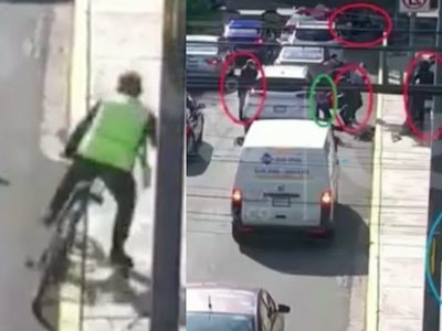 VIDEO Policía en bicicleta se enfrenta a asaltantes en la Benito Juárez