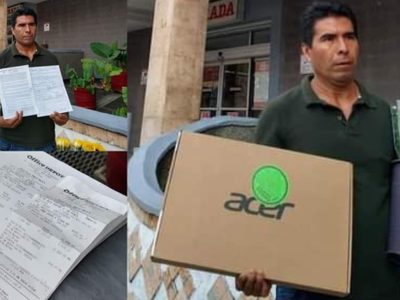 Padre compra computadora a su hijo en Office Depot pero estaba descompuesta