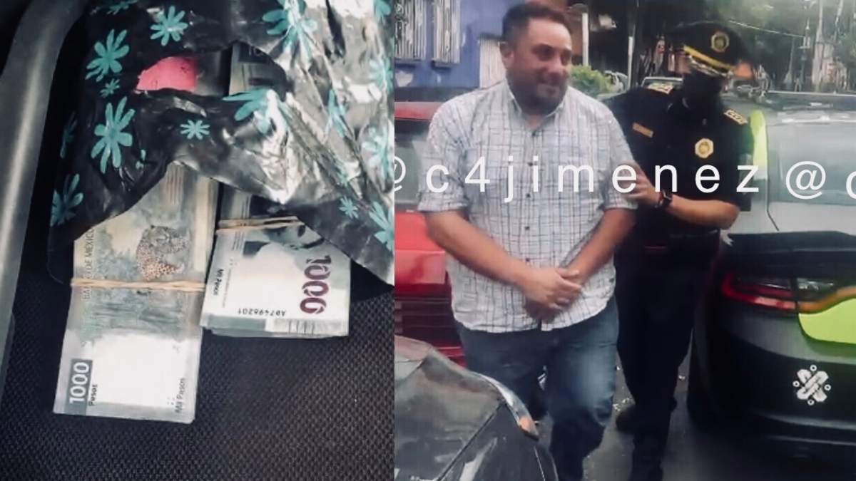 Por no usar cinturón detienen a conductor y encuentran medio millón de pesos. Foto: Carlos Jiménez