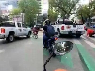 VIDEO Supuesta patrulla atropella a ciclista en Insurgentes y huye