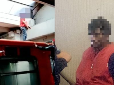 VIDEO Hombre drogado sube al techo del Metro Indios Verdes y casi escapa