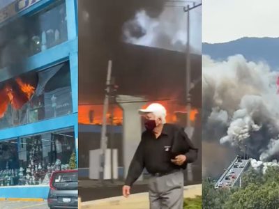 VIDEOS Fuerte incendio consume tienda en Periférico y San Jerónimo