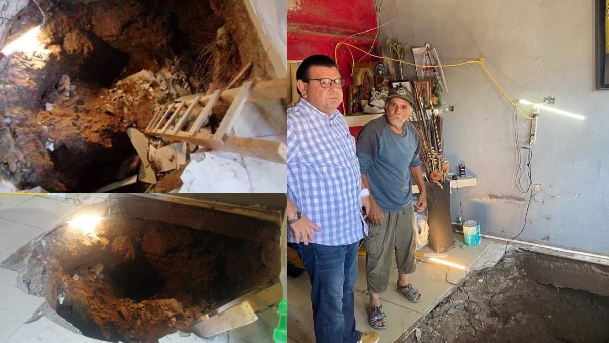 Narco túnel provoca socavón en una casa de Culiacán mientras joven dormía. Foto: Especial