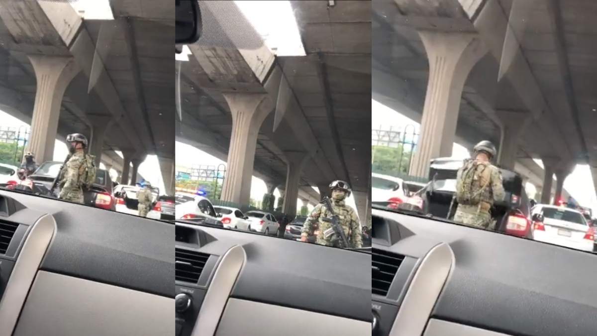 VIDEO Militares de la Marina encuentran a mujer secuestrada en Periférico. Foto: Capturas