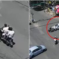 VIDEO ¡Sin casco! Familia en motocicleta choca contra auto en Naucalpan