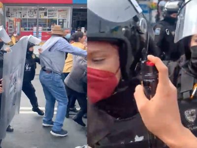 Granaderos y vecinos se enfrentan en Tlalpan por instalación de tubería