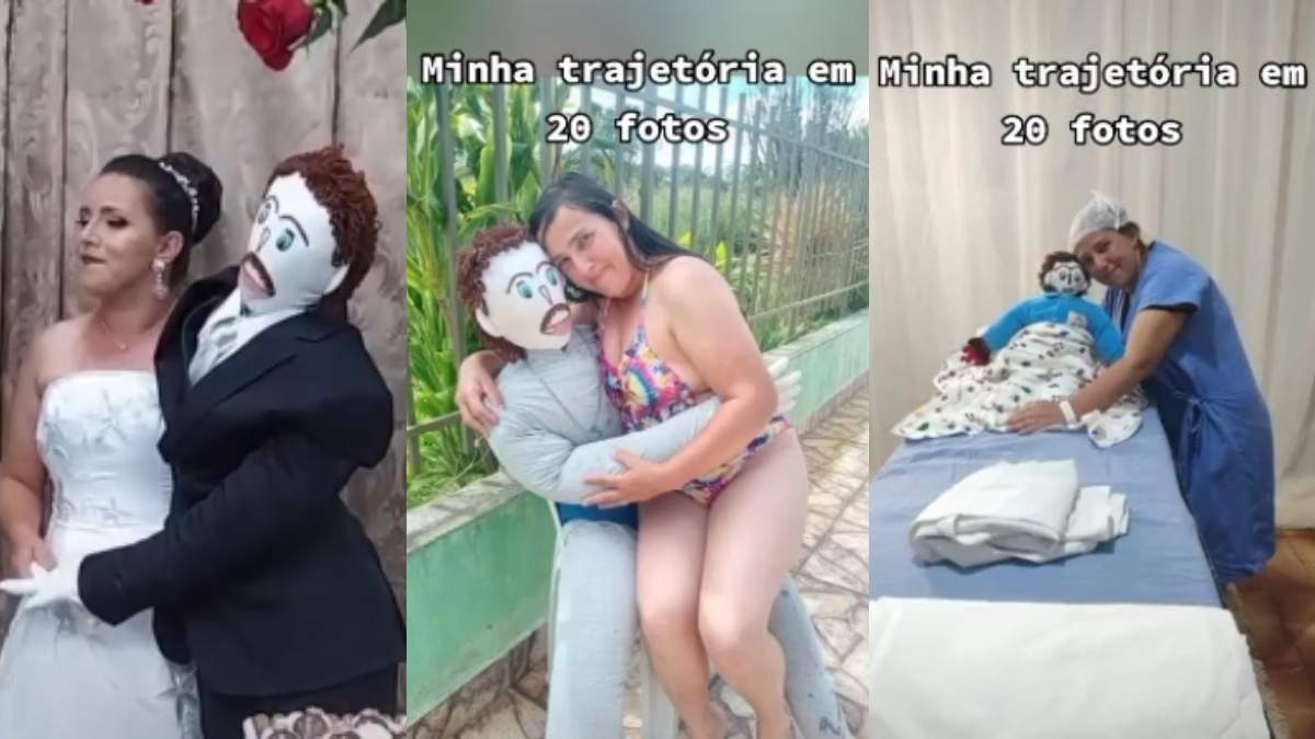 VIDEO ¡Qué surreal! Mujer se casa con muñeco de trapo llamado "Marcelo". Foto: @meirivonerocha