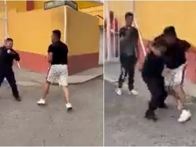 VIDEOS ¡A puños! Captan pelea entre policía de Ecatepec y vecino