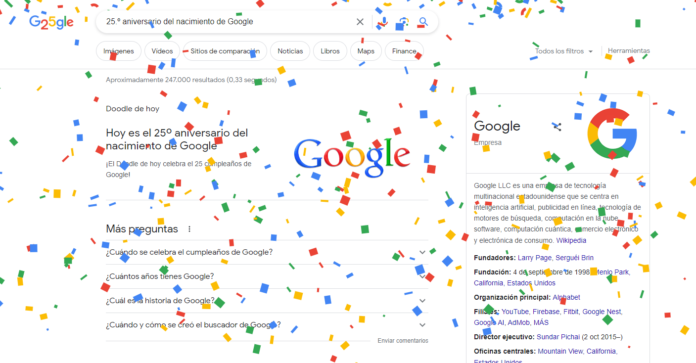 El buscador celebra un cuarto de siglo y para ello comparte con sus usuarios el recorrido de su logo y sus orígenes