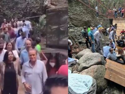 VIDEO Puente colgante en Cuernavaca se rompe justo cuando la gente pasaba