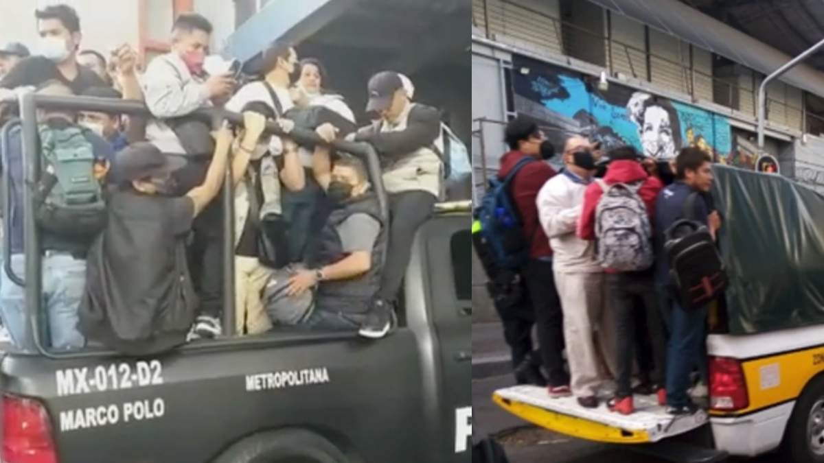 VIDEOS Por explosión en el Metro CDMX pasajeros abordan patrullas y camiones. Foto: Especial
