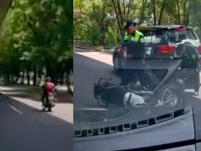 VIDEO Motociclista choca contra camioneta en Tlalpan y Periférico