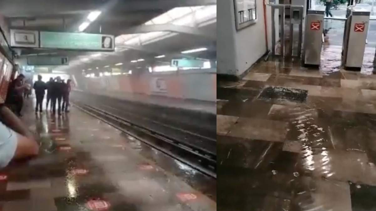 VIDEOS Lluvia provoca inundaciones en la Línea 4 del Metro CDMX. Foto: Redes sociales