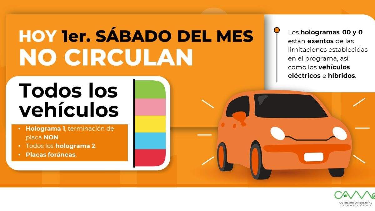 Conoce las placas que circulan este primer sábado de octubre