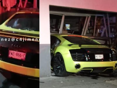 VIDEO Auto de 3 millones de pesos choca contra comercio en la Benito Juárez