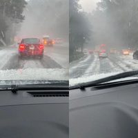 Granizo en la México-Toluca pinta de blanco la carretera y genera caos