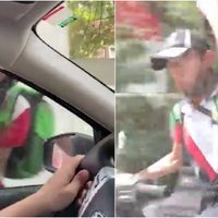 VIDEO ¿Montachoques? Captan a repartidor de Uber golpeando auto en Polanco