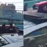 Así embistió este taxi a policías en Iztapalapa