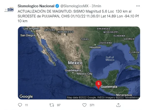 El mes de octubre inició con otro temblor que tuvo epicentro en Pijijiapan, Chiapas