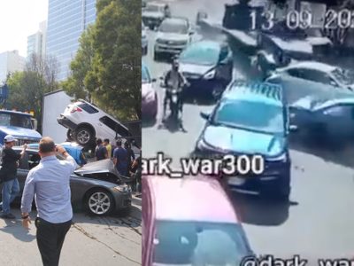 VIDEO Fuerte choque en la México-Toluca deja autos encimados